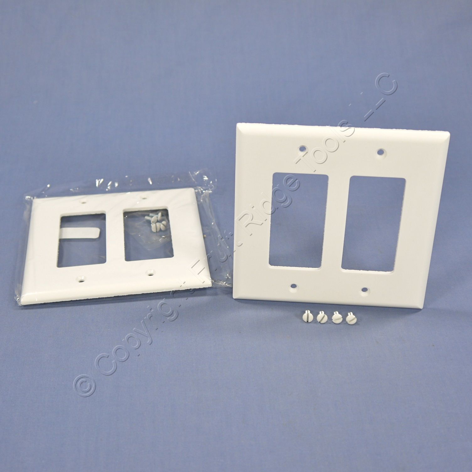 2 Cooper Mid-Size White 2G Decorator Thermoset Wallplate GFCI GFI ...