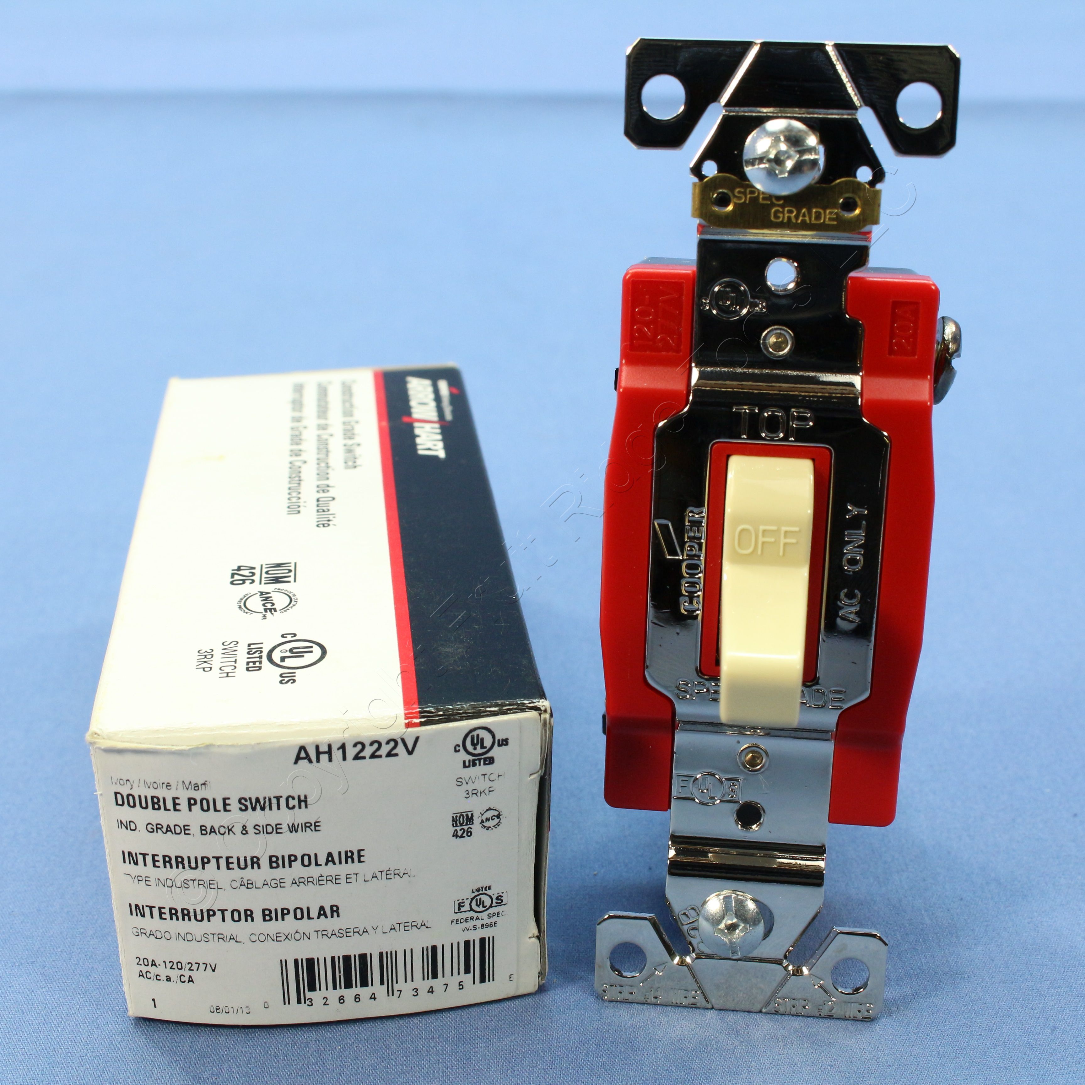New Cooper Ivory INDUSTRIAL DOUBLE POLE Toggle Light Switch 20A 120/277V AH1222V eBay