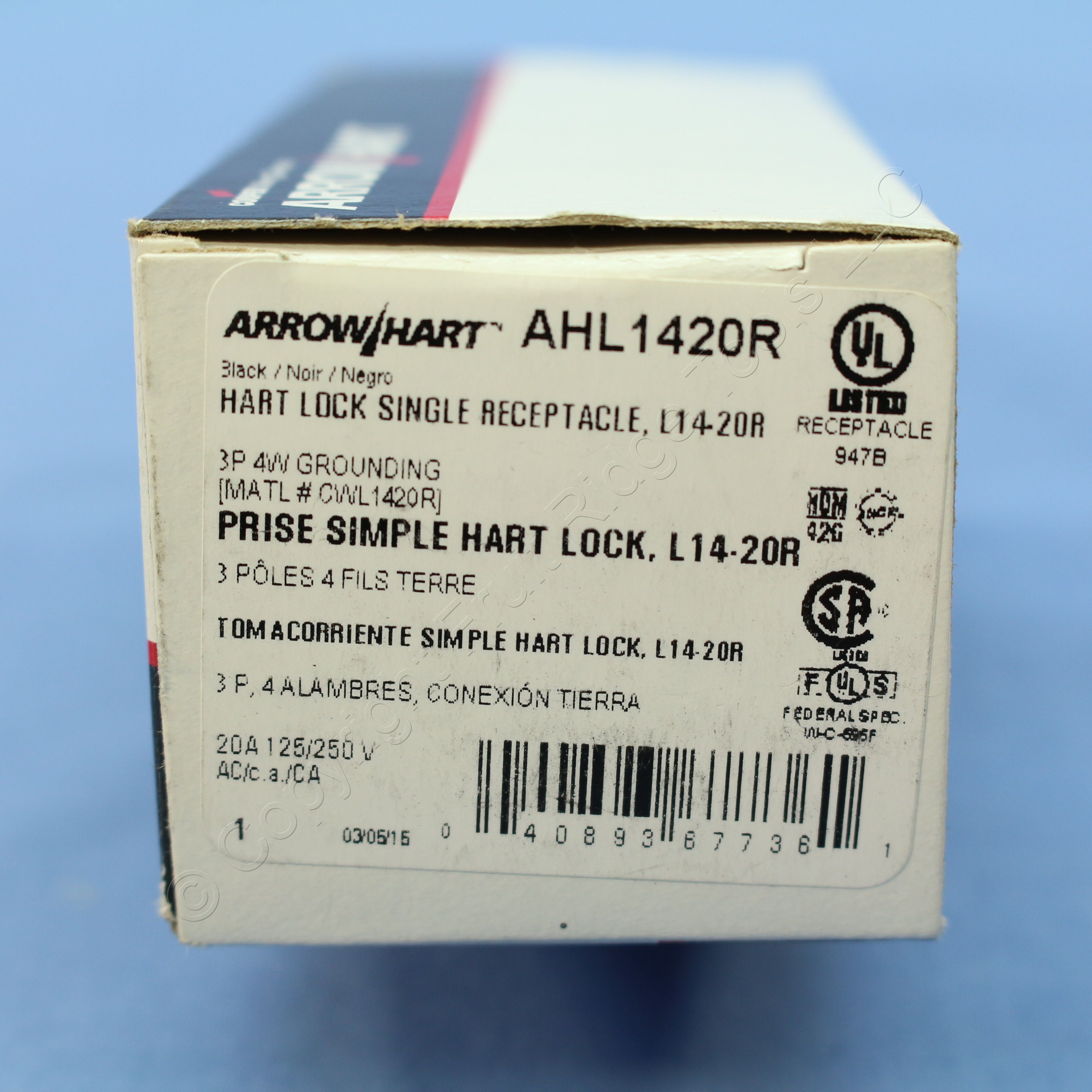 *NEW* Cooper/ArrowHart CWL1420R Connector Plug 20 AMP 125/250V 