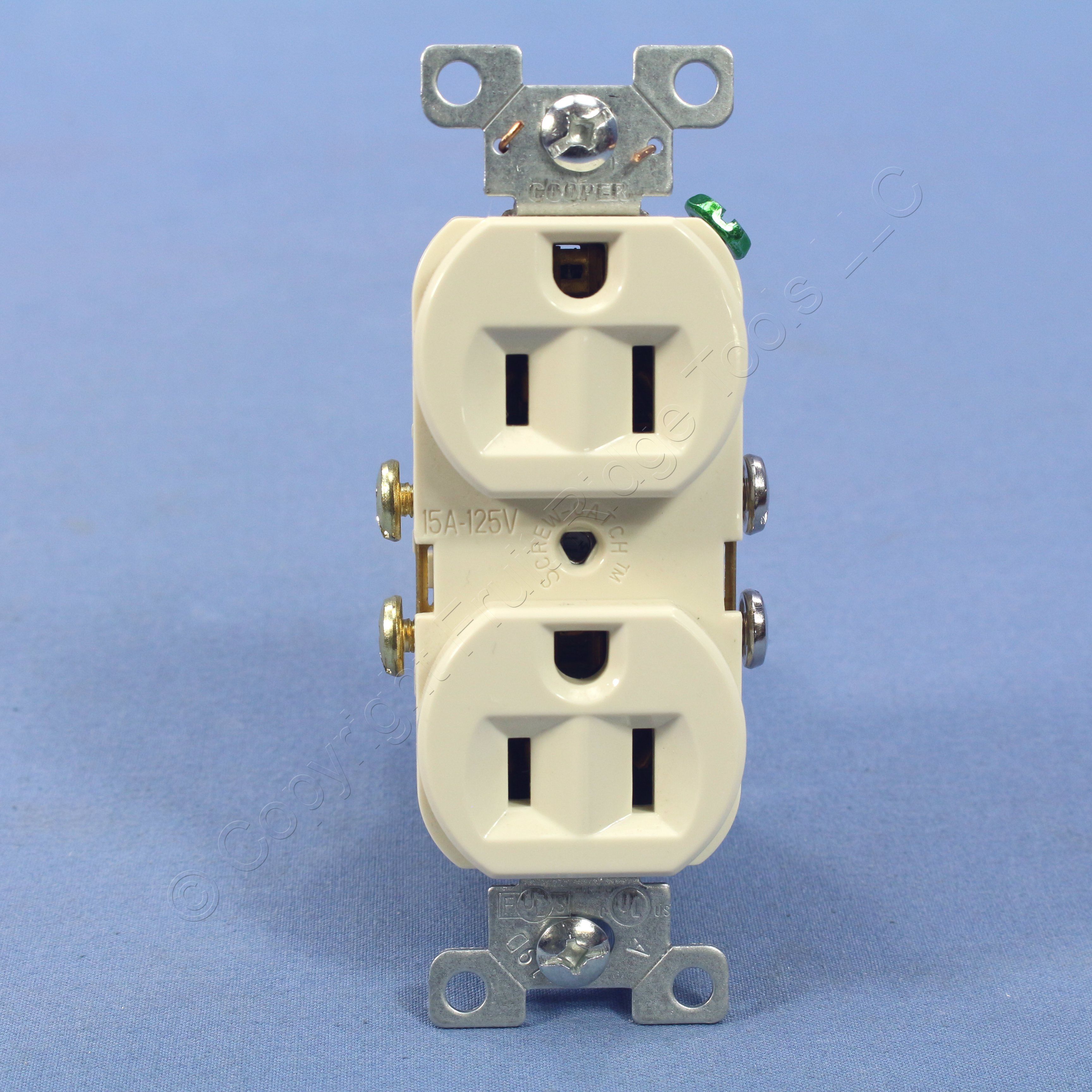 Cooper Light Almond COMMERCIAL Outlet Receptacle NEMA 5-15R 15A 125V ...