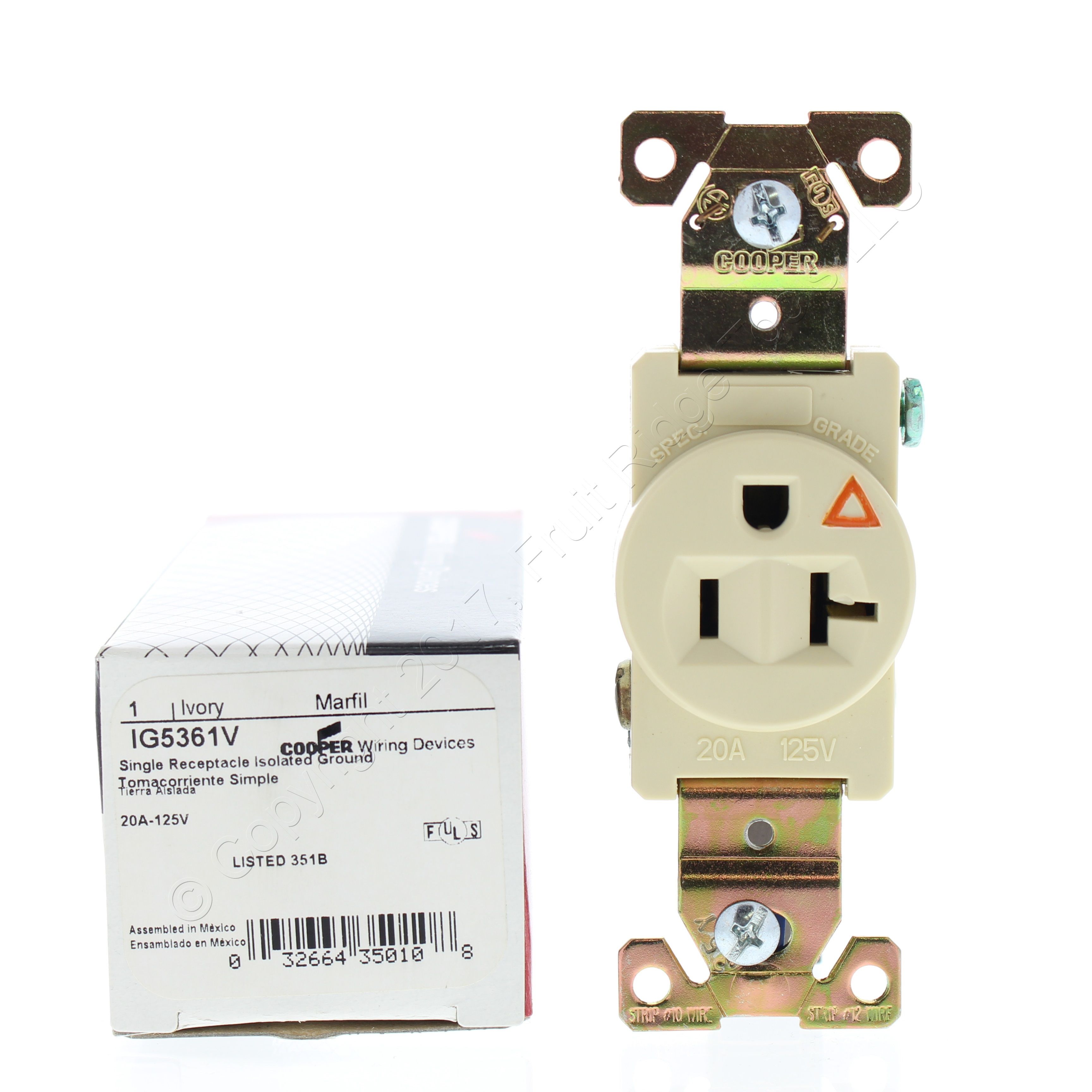 Cooper Ivory Industrial Grade Single Receptacle 5 20r 20a 125v