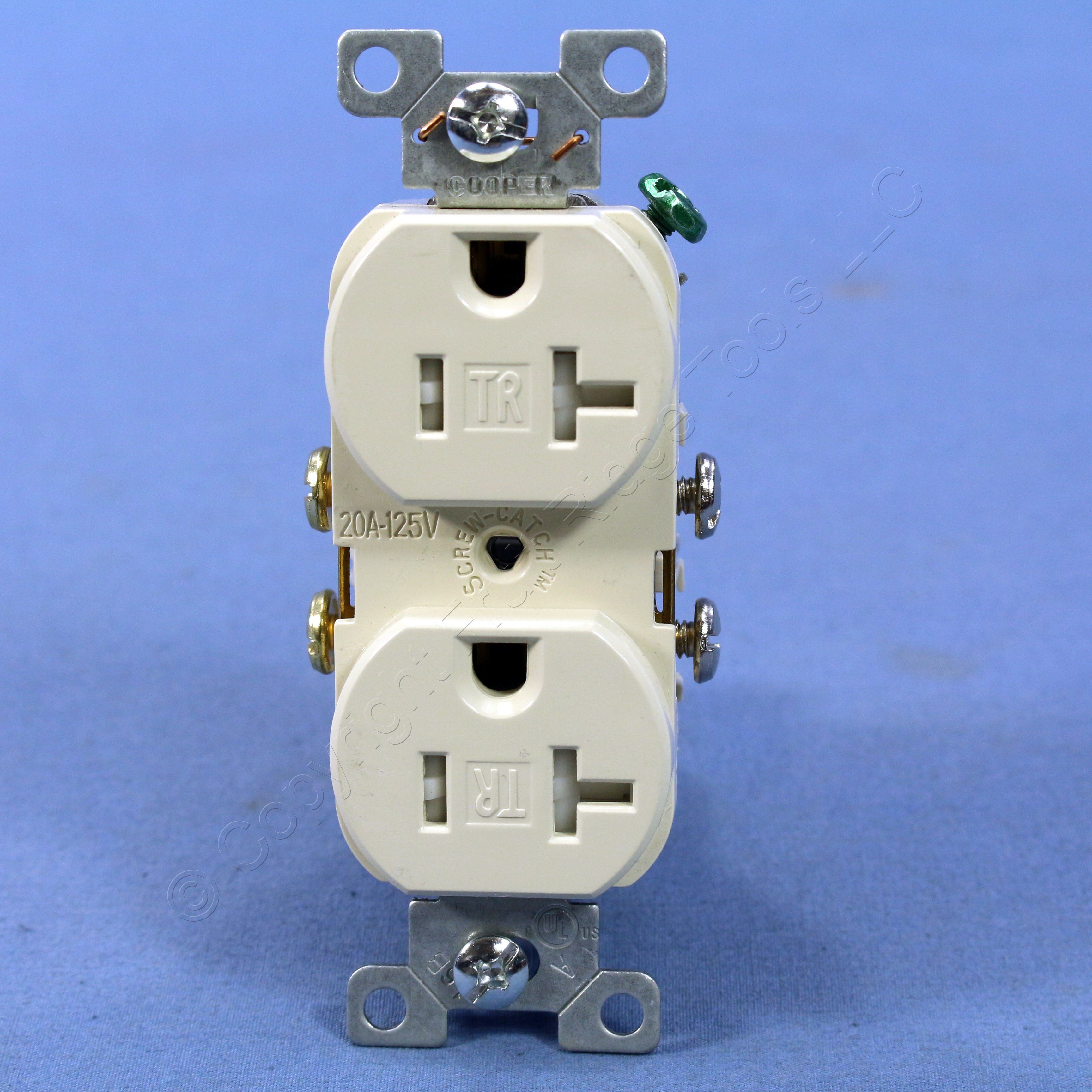 Cooper Light Almond Tamper Resistant Duplex Receptacle 520 20A Bulk