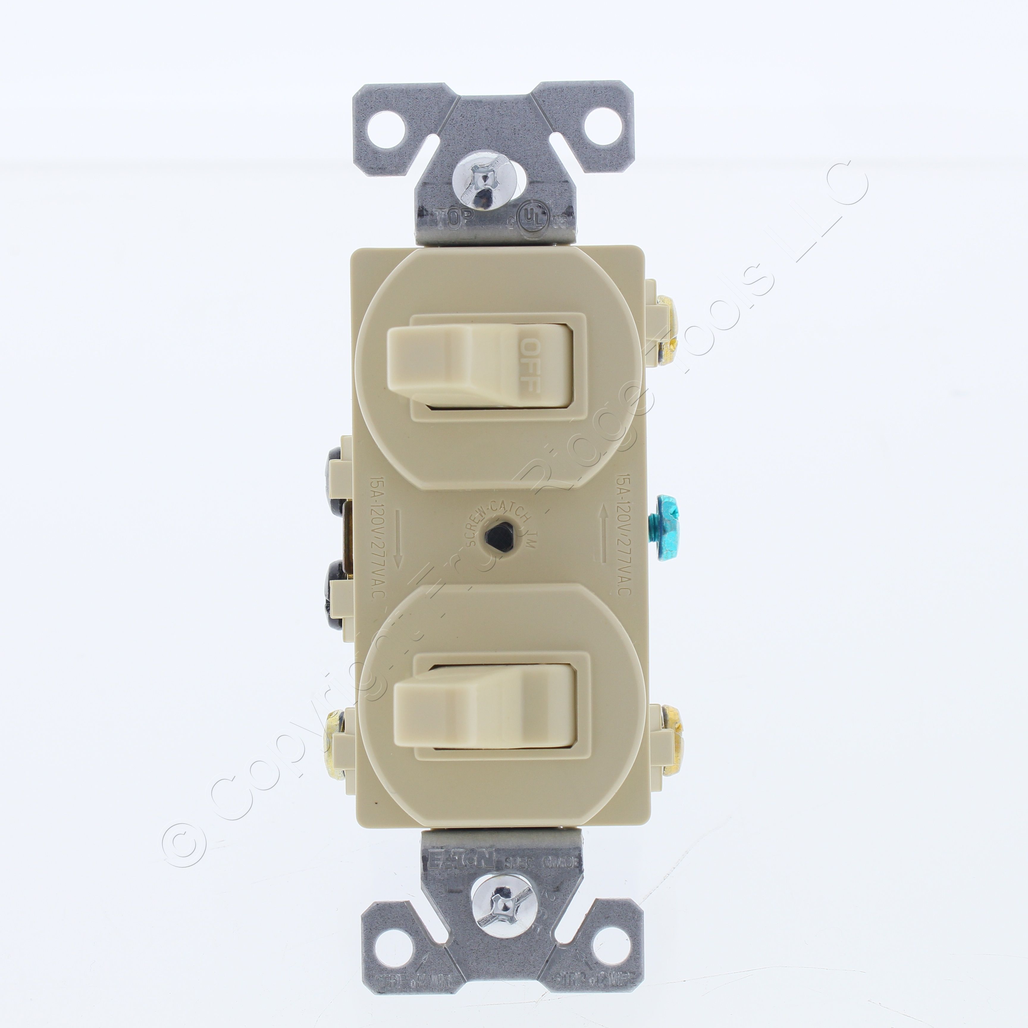 New Eaton Ivory DOUBLE Wall Toggle Light Switch Duplex Toggle 15A 120