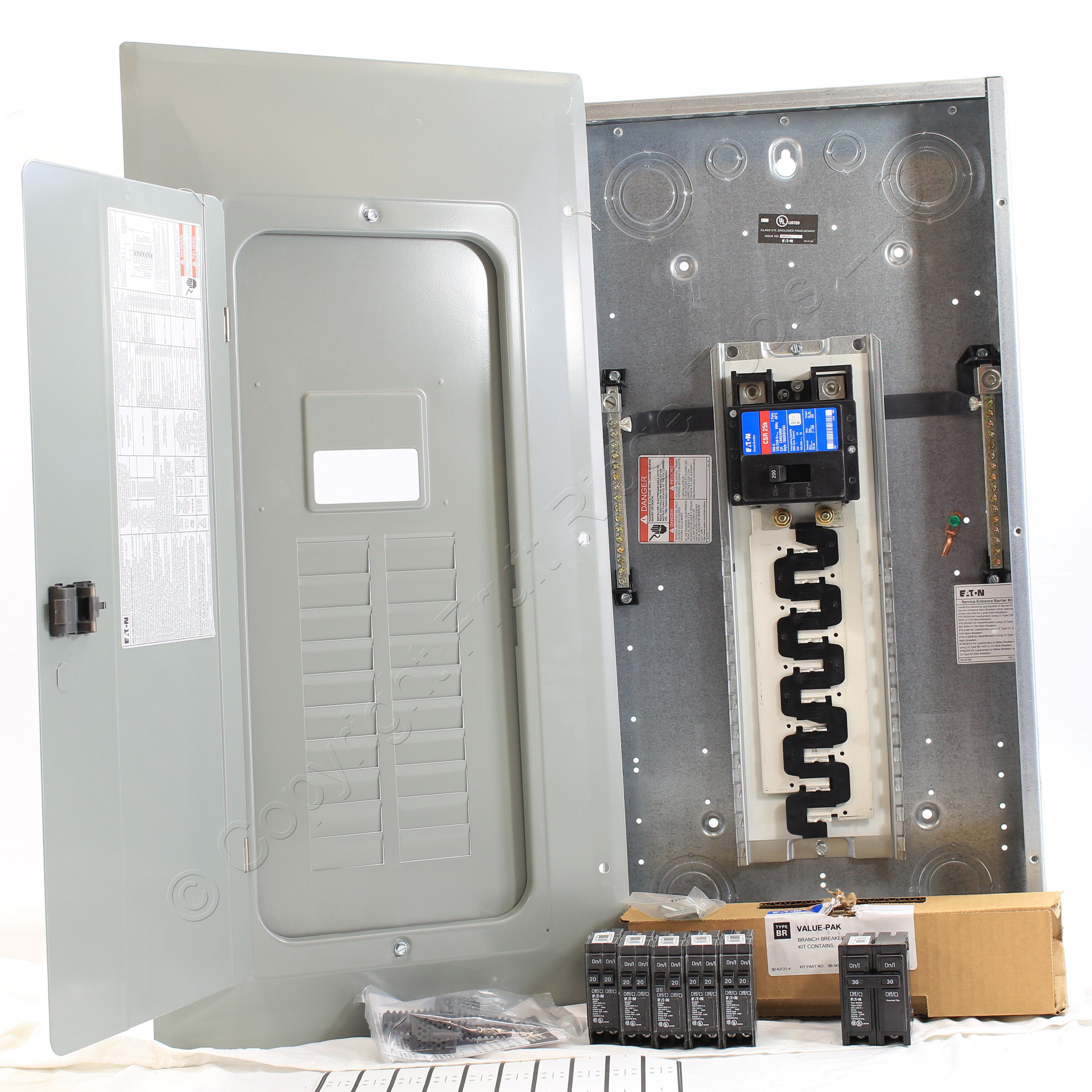 Eaton BR2040B200V3 CutlerHammer BR 20Space Breaker Panel w/6 Breakers