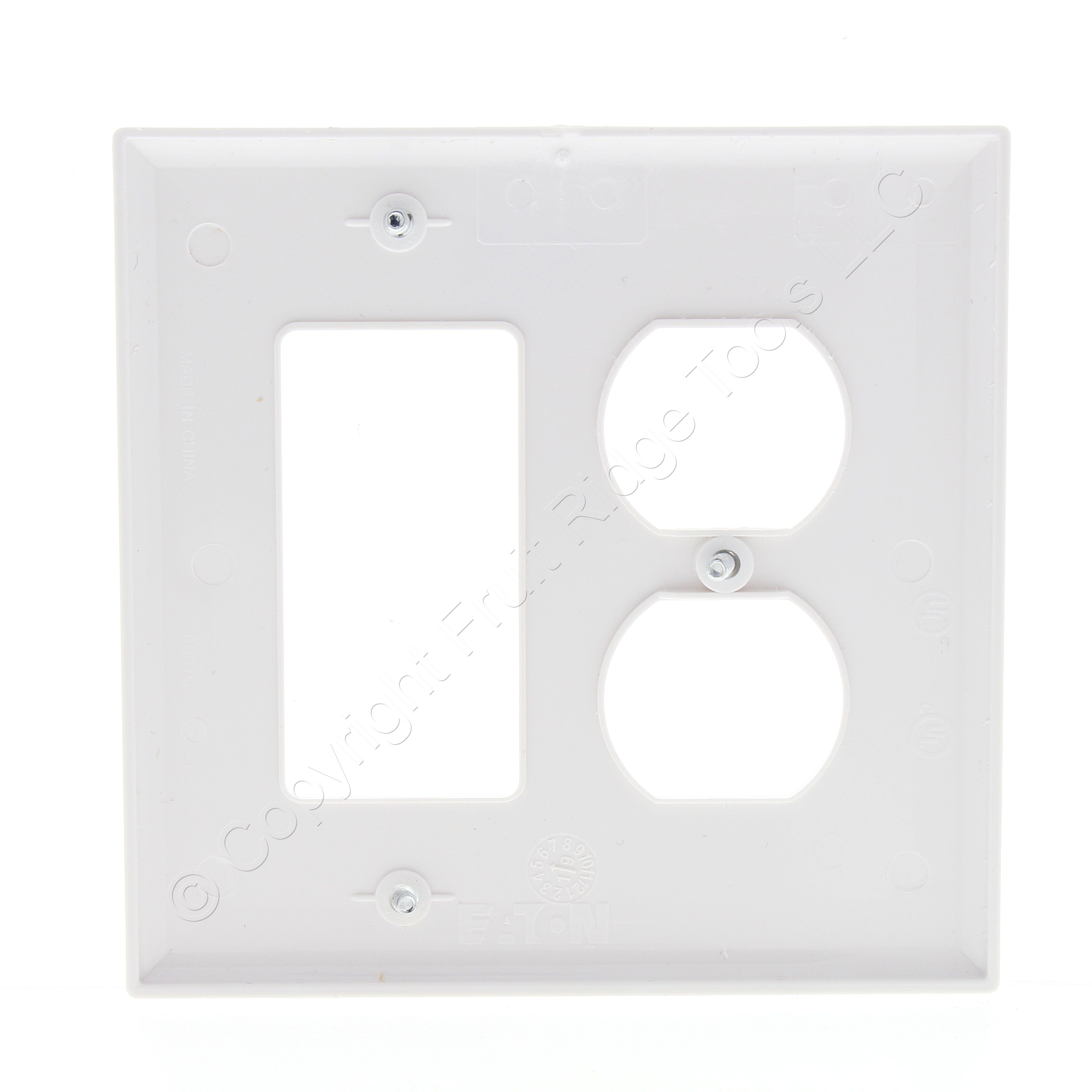 Eaton White UNBREAKABLE 2G Duplex Outlet Decorator Switch GFCI ...