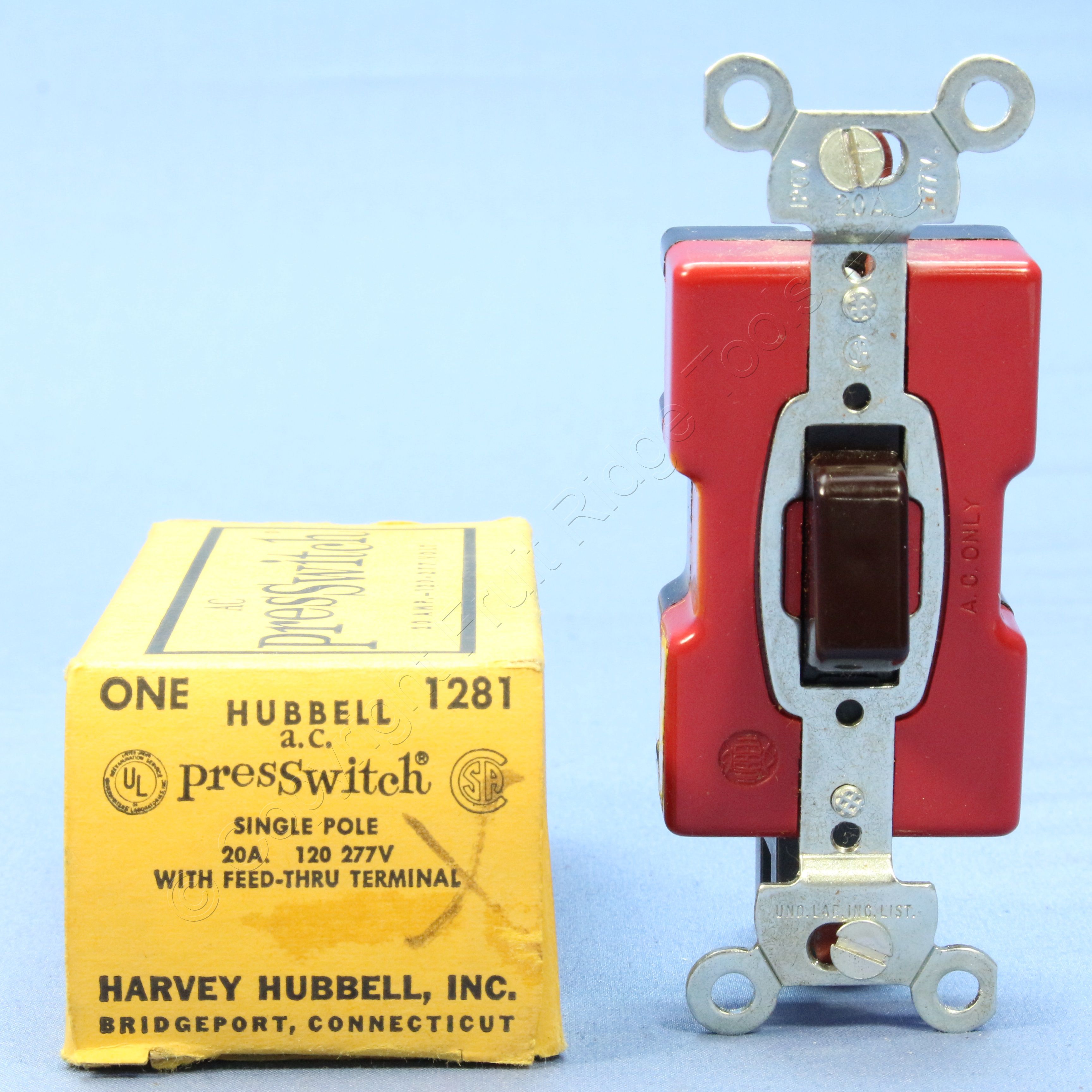 Hubbell Brown PresSwitch Single Pole 20A 120/277V Push Button Switch
