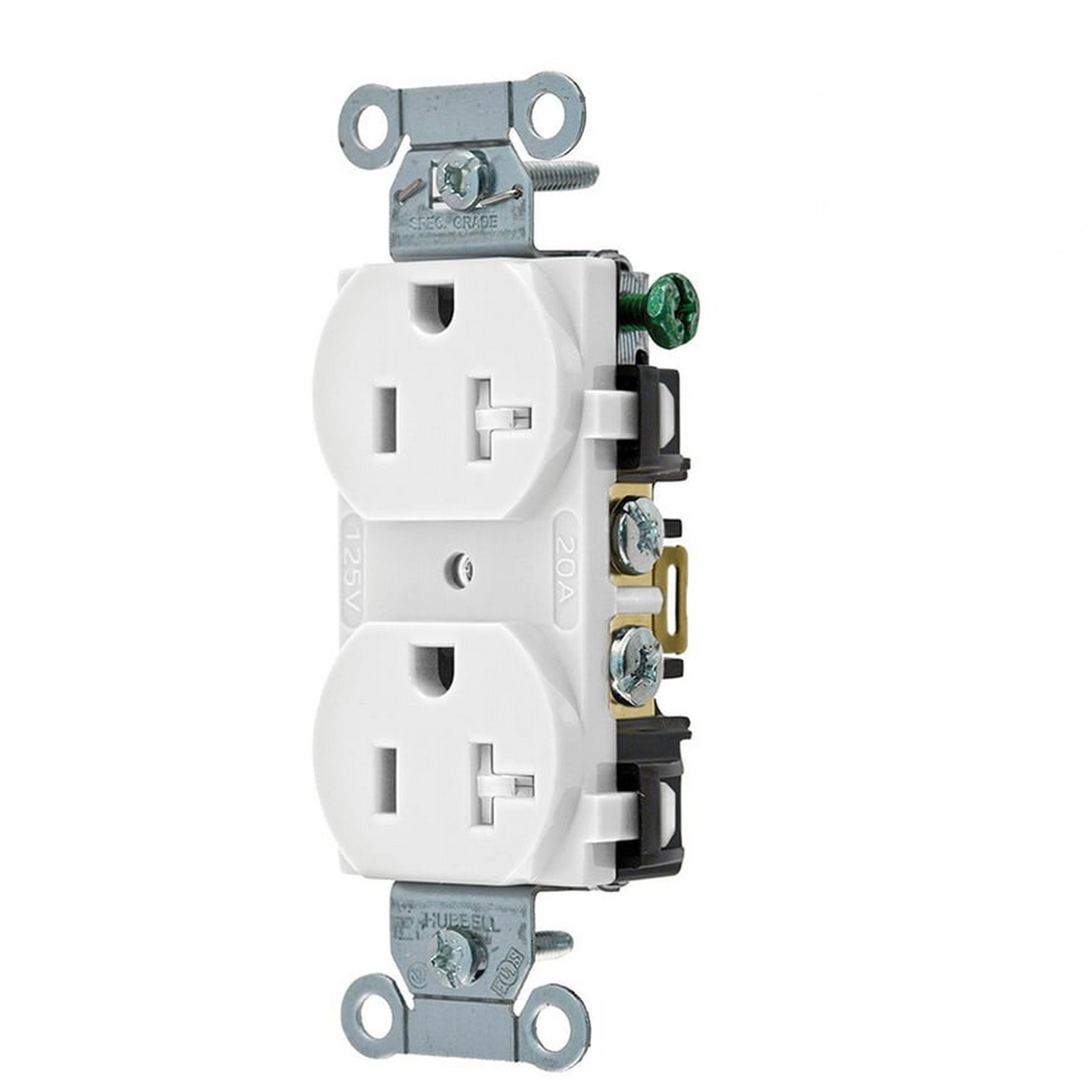 Hubbell White Commercial Tamper Resistant Receptacle Outlet 20A