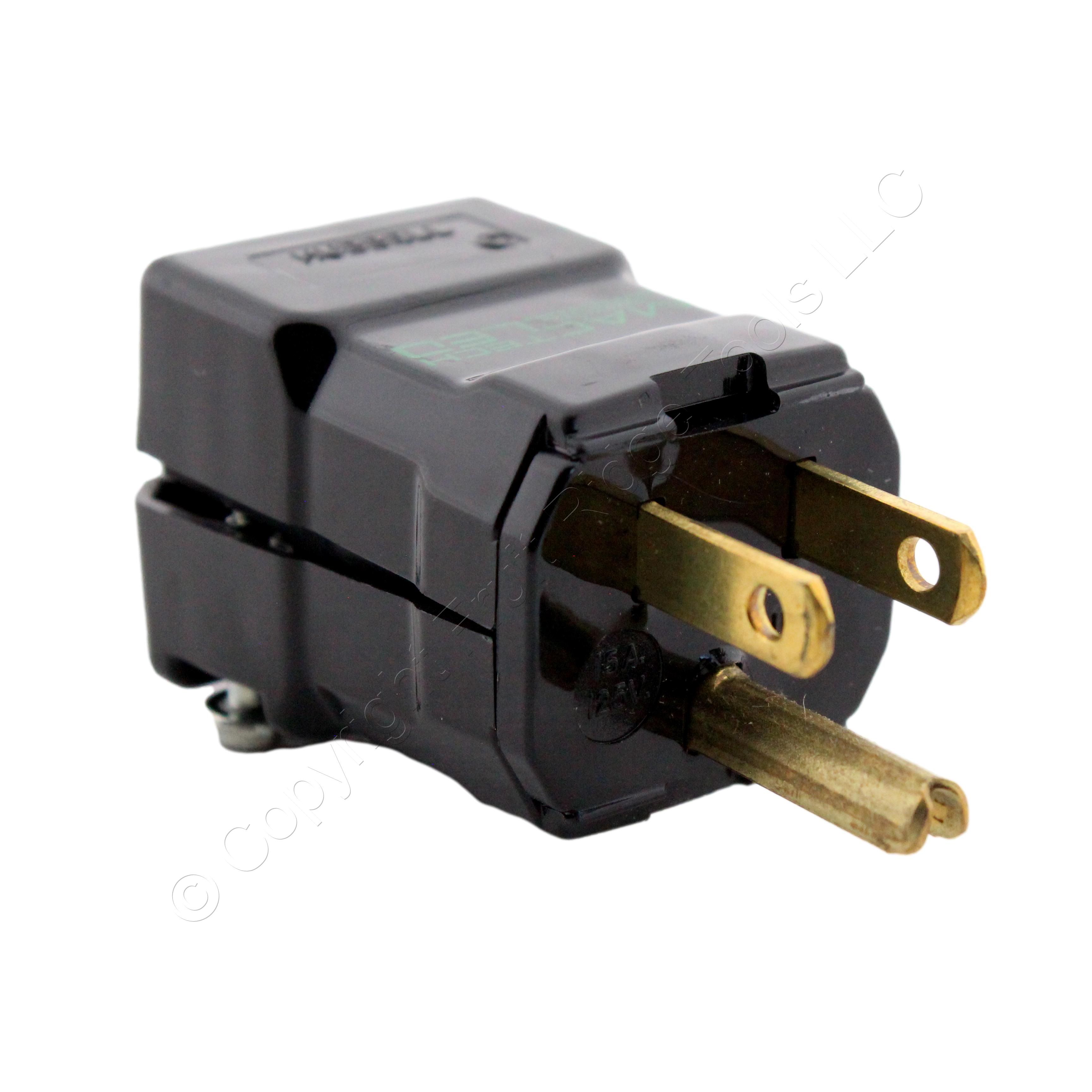 Hubbell 8115VBK Black Hospital Grade Straight Blade Plug Valise 5