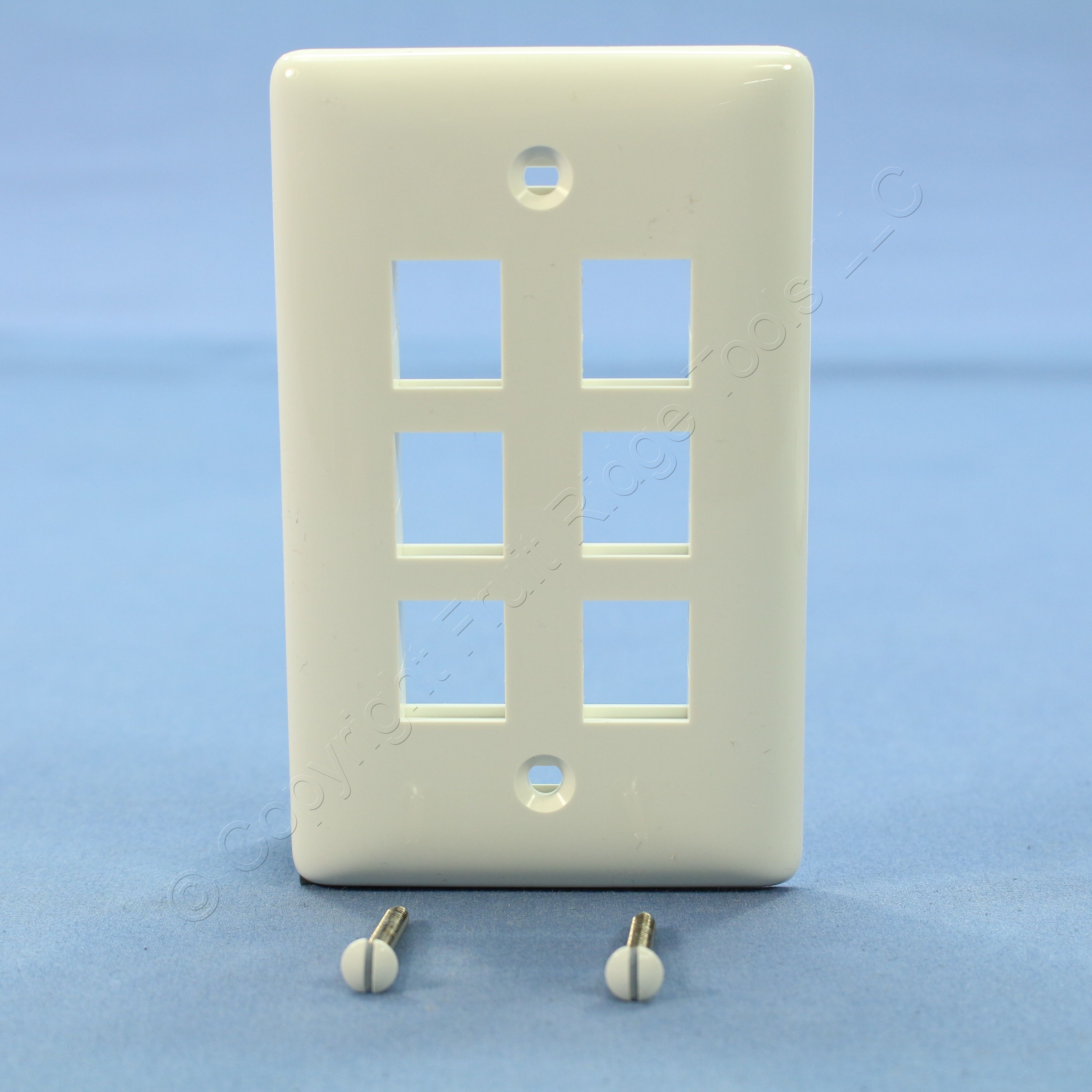 Hubbell White 1G Snap Fit Flush Mount Multimedia 6-Port Wallplate Cover ...