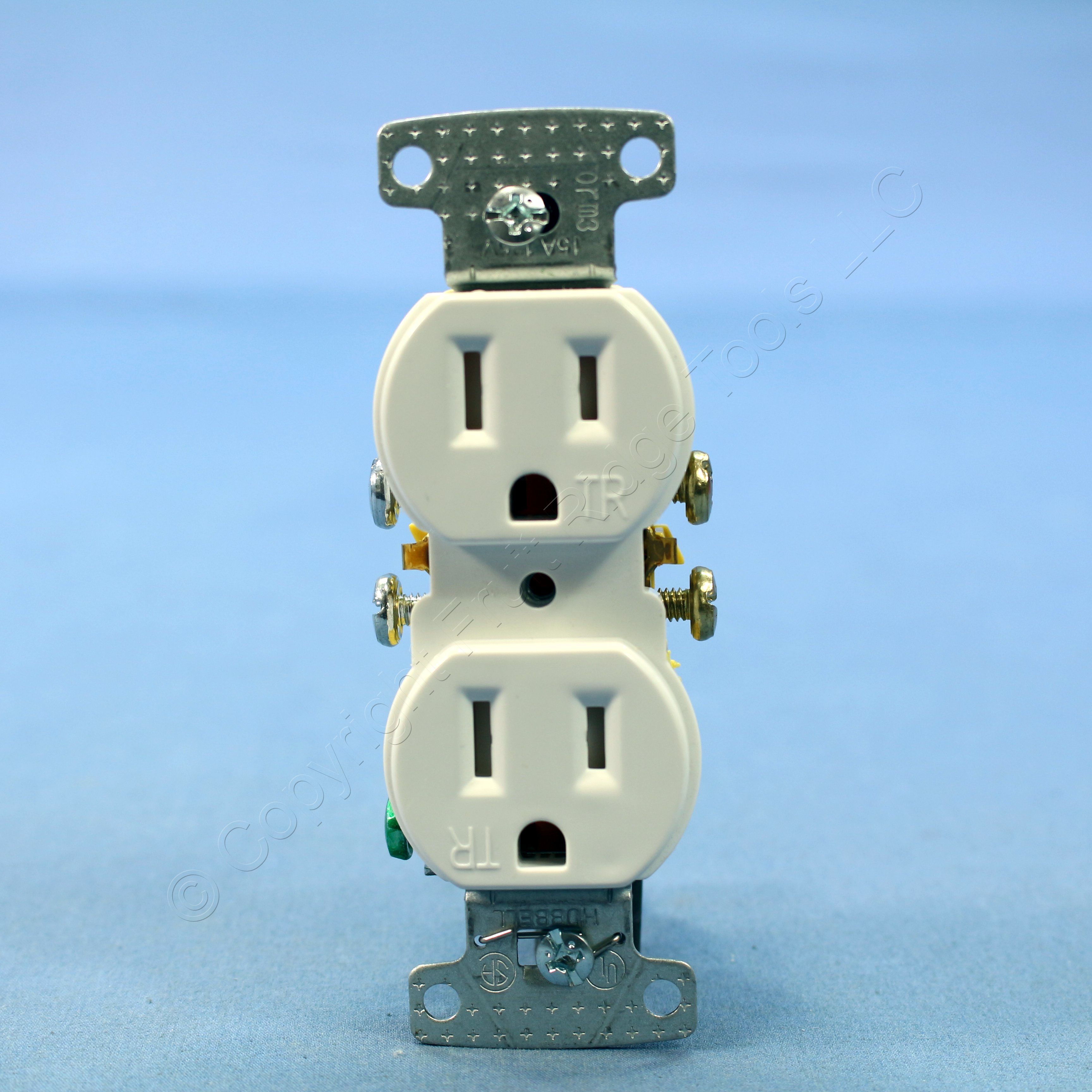 Hubbell White TAMPER RESISTANT Duplex Receptacle Outlet 5-15R 15A Bulk
