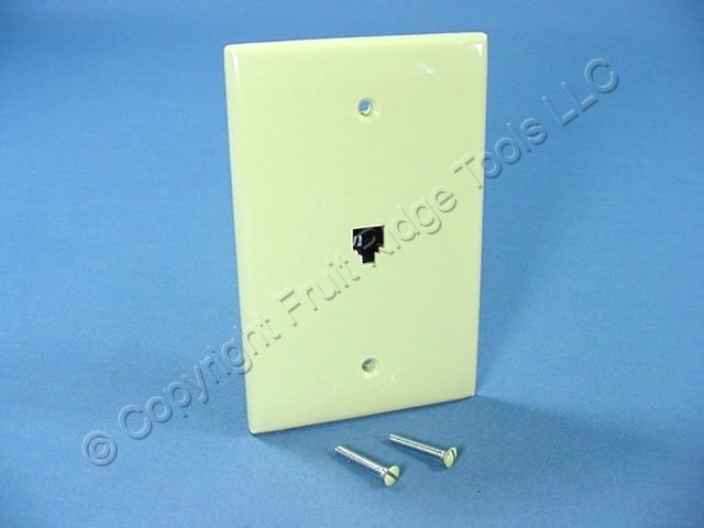 Leviton Ivory LARGE Midway 4 Wire Modular Telephone Jack Wall Plate 