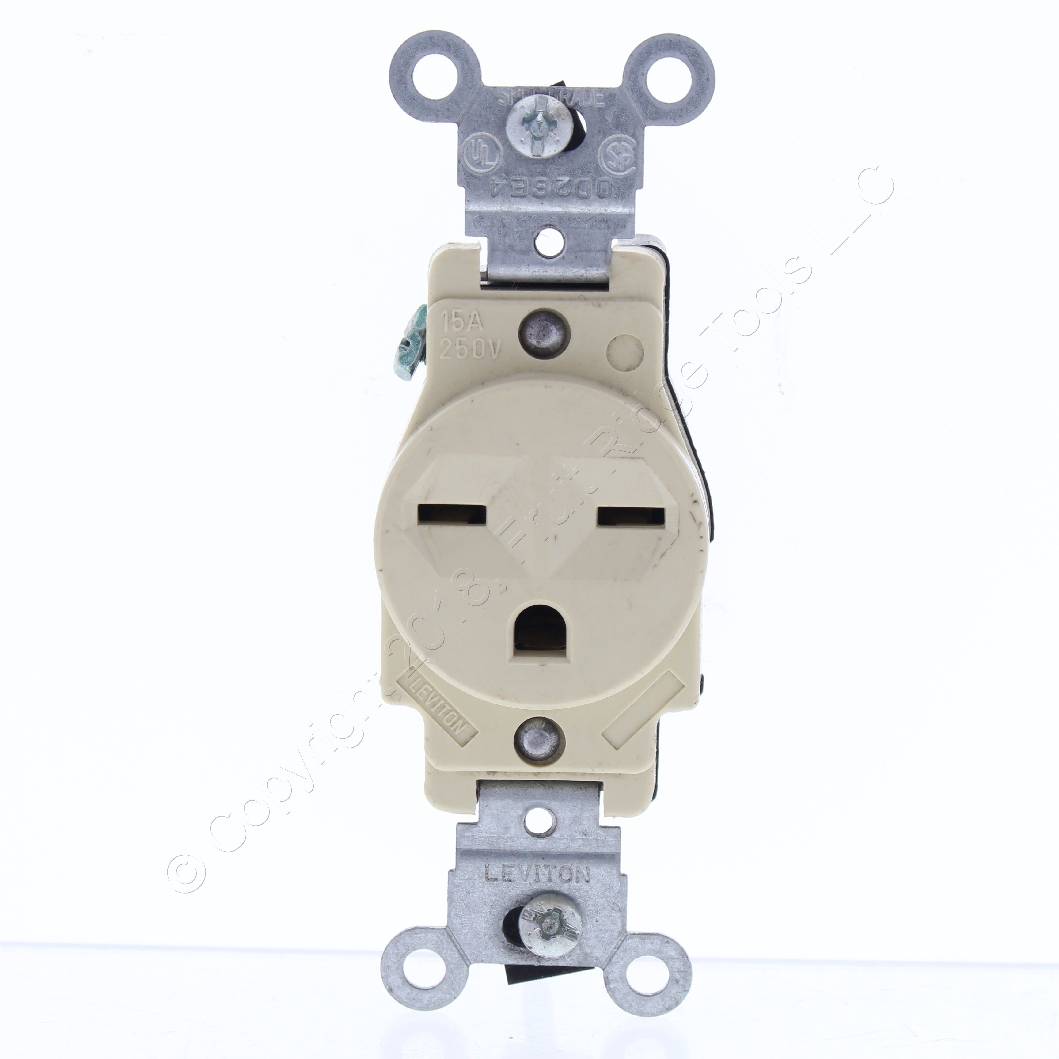 Leviton Ivory Straight Blade Single Outlet Receptacle NEMA 6-15R 15A ...