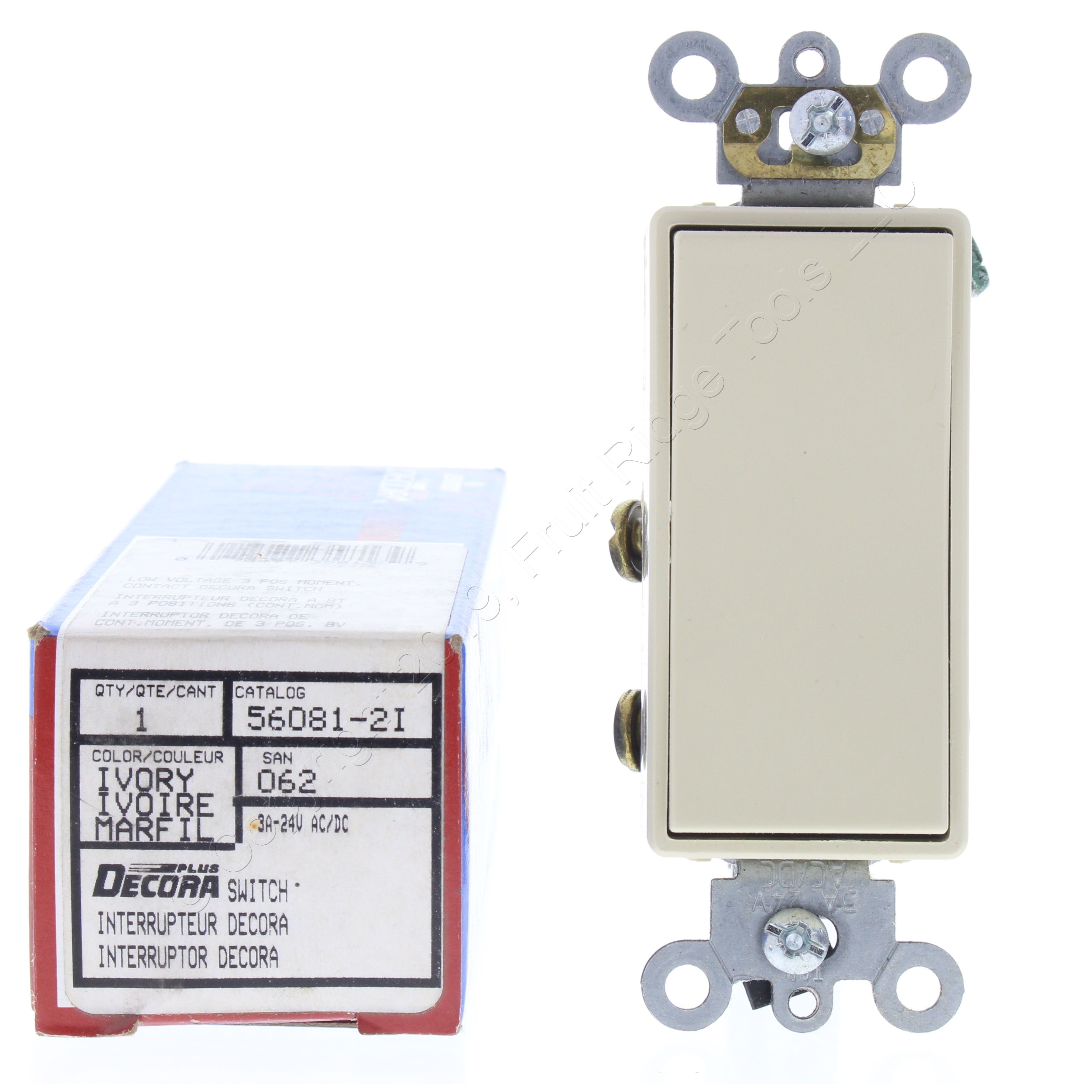 Leviton Ivory Low Volt Momentary CenterOFF Decora Single Pole Switch