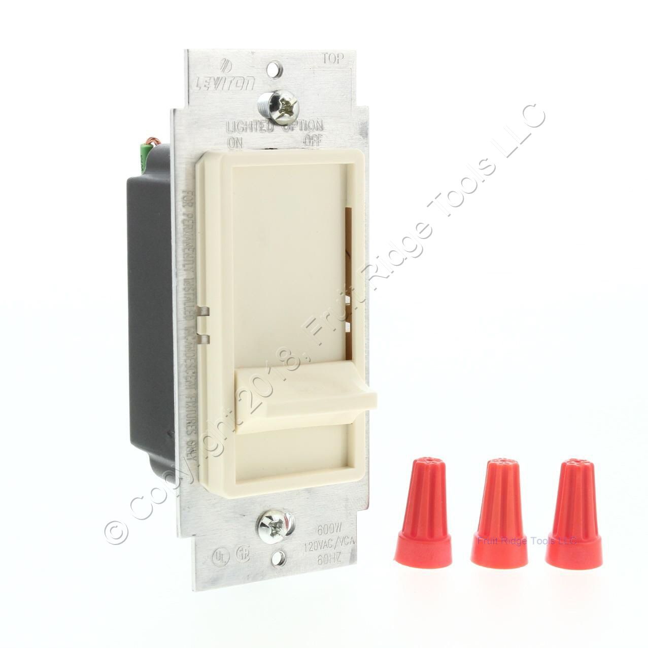 Leviton Almond Decora LIGHTED Slide Light Dimmer Switch 600W Single