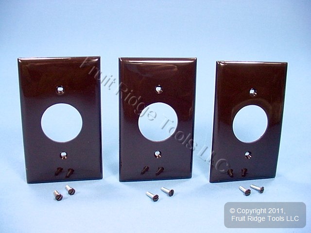 Leviton 80704 Brown 1-Gang 1.406" Outlet Unbreakable Nylon Wallplate Cover 3pcs