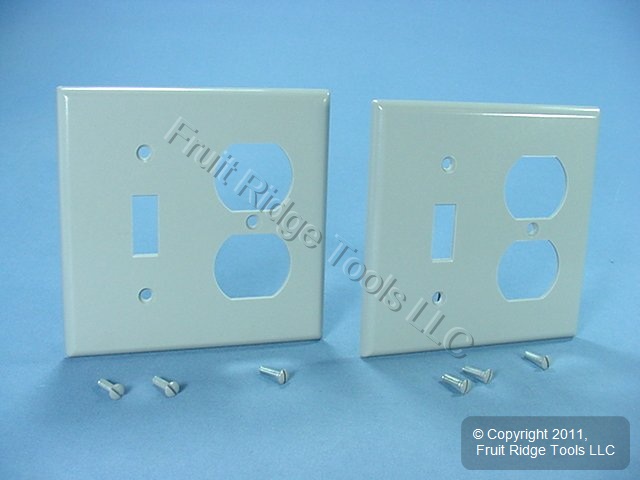 Leviton 87005 Gray 2-Gang Toggle Duplex Plastic Standard Wallplate Cover 2-pack