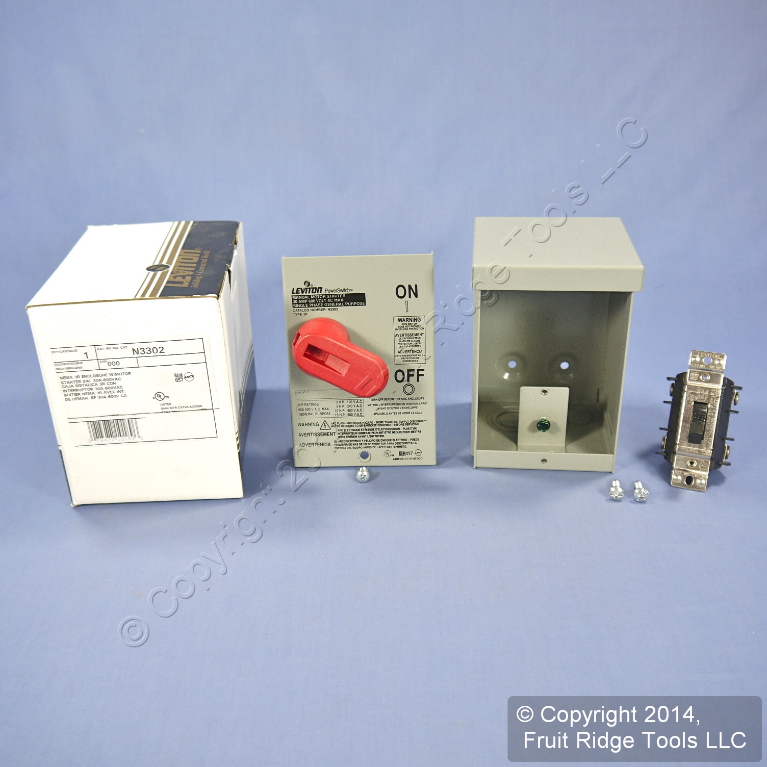 🏠 Leviton Motor Starter Switch DPST DoublePole Single Throw w/Lockout 30A N3302 In Stock