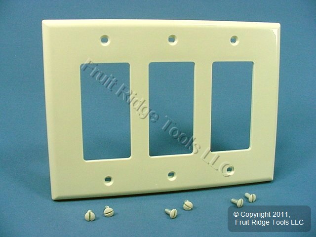 25 Leviton Almond 3-Gang Decora Unbreakable Midway Wallplates GFI GFCI PJ263-A