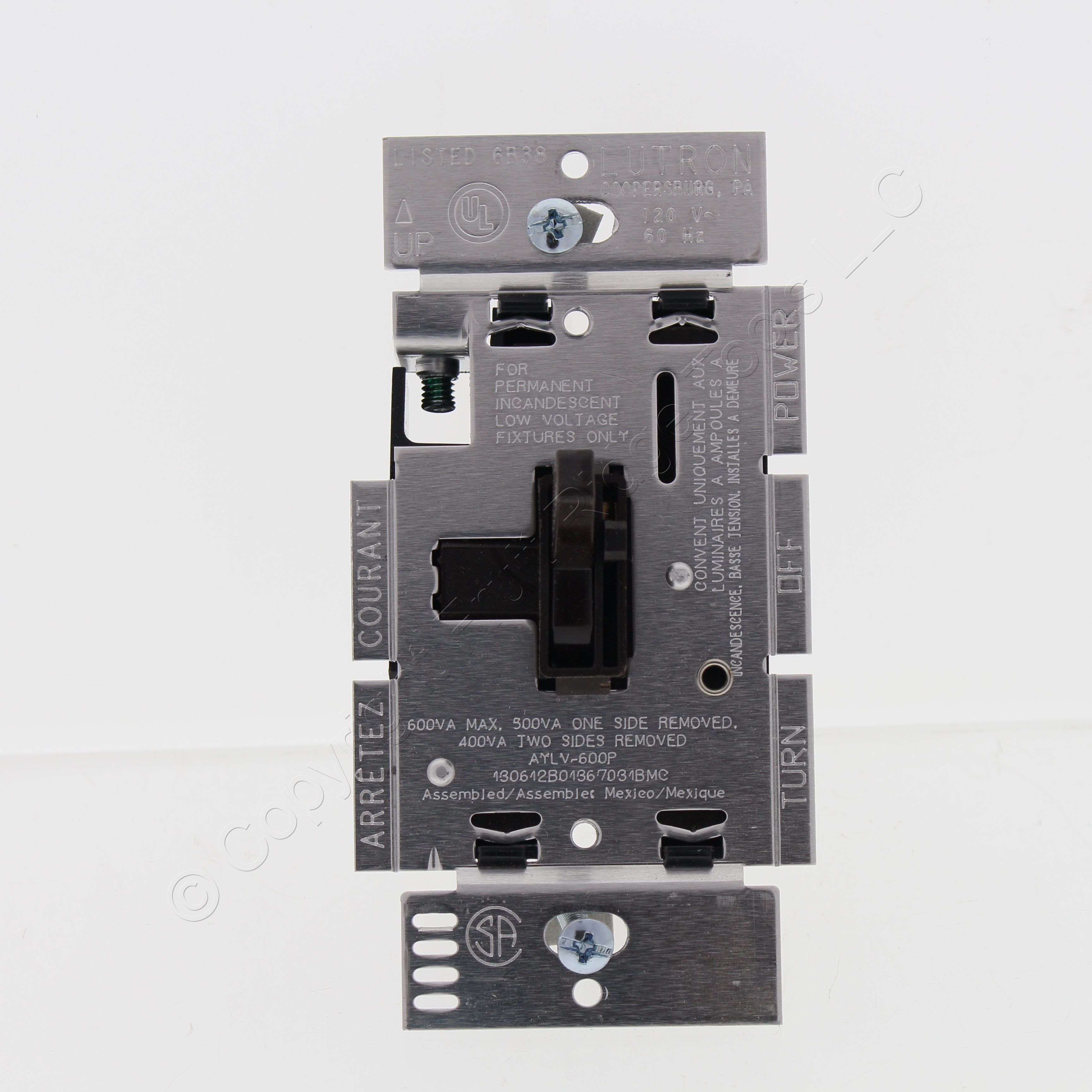 Lutron Brown Ariadni Incandescent Low Voltage Dimmer Toggle Switch AYLV600PBR 27557704458 eBay