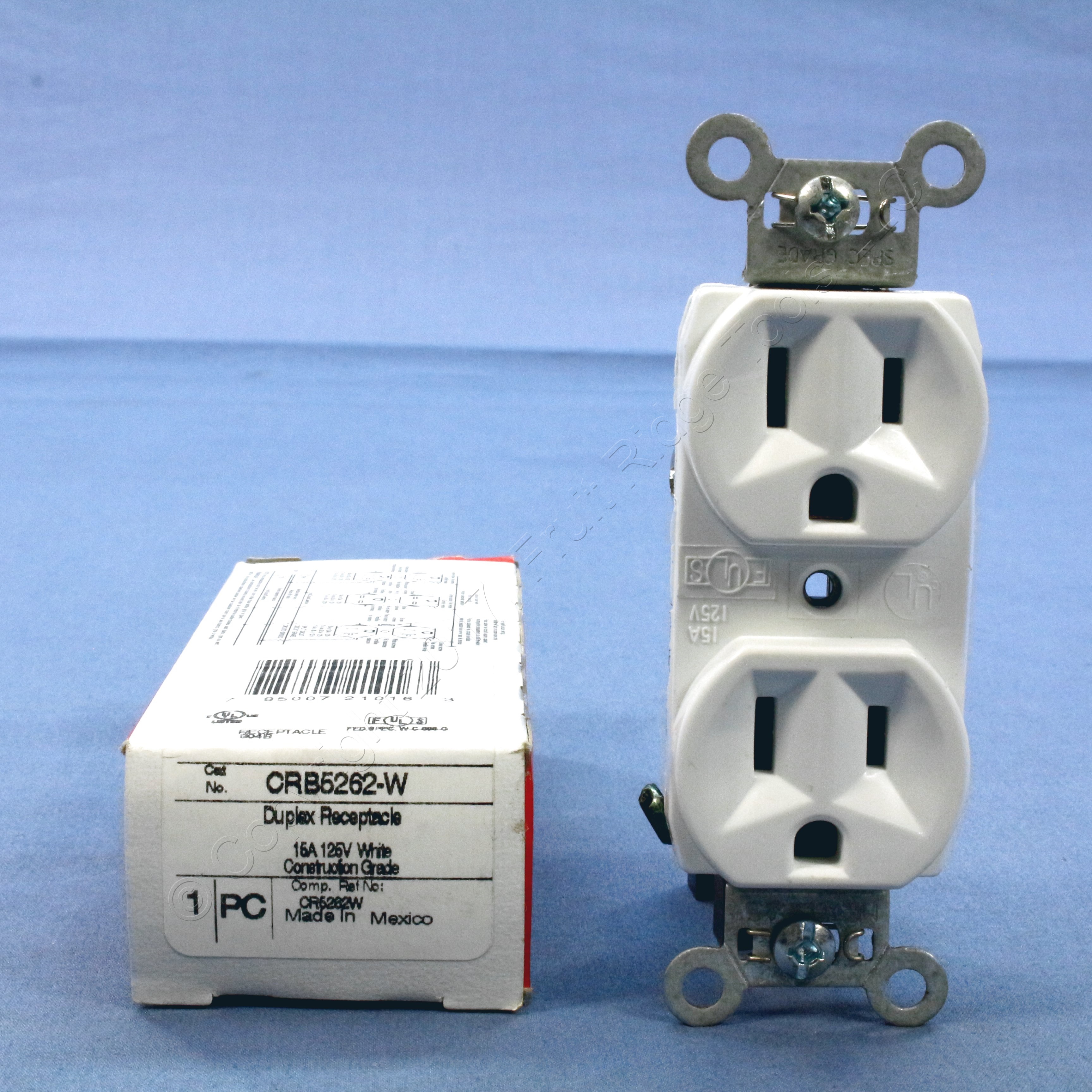 P&S White Construction Duplex Outlet Receptacle NEMA 5-15R 15A 125V ...