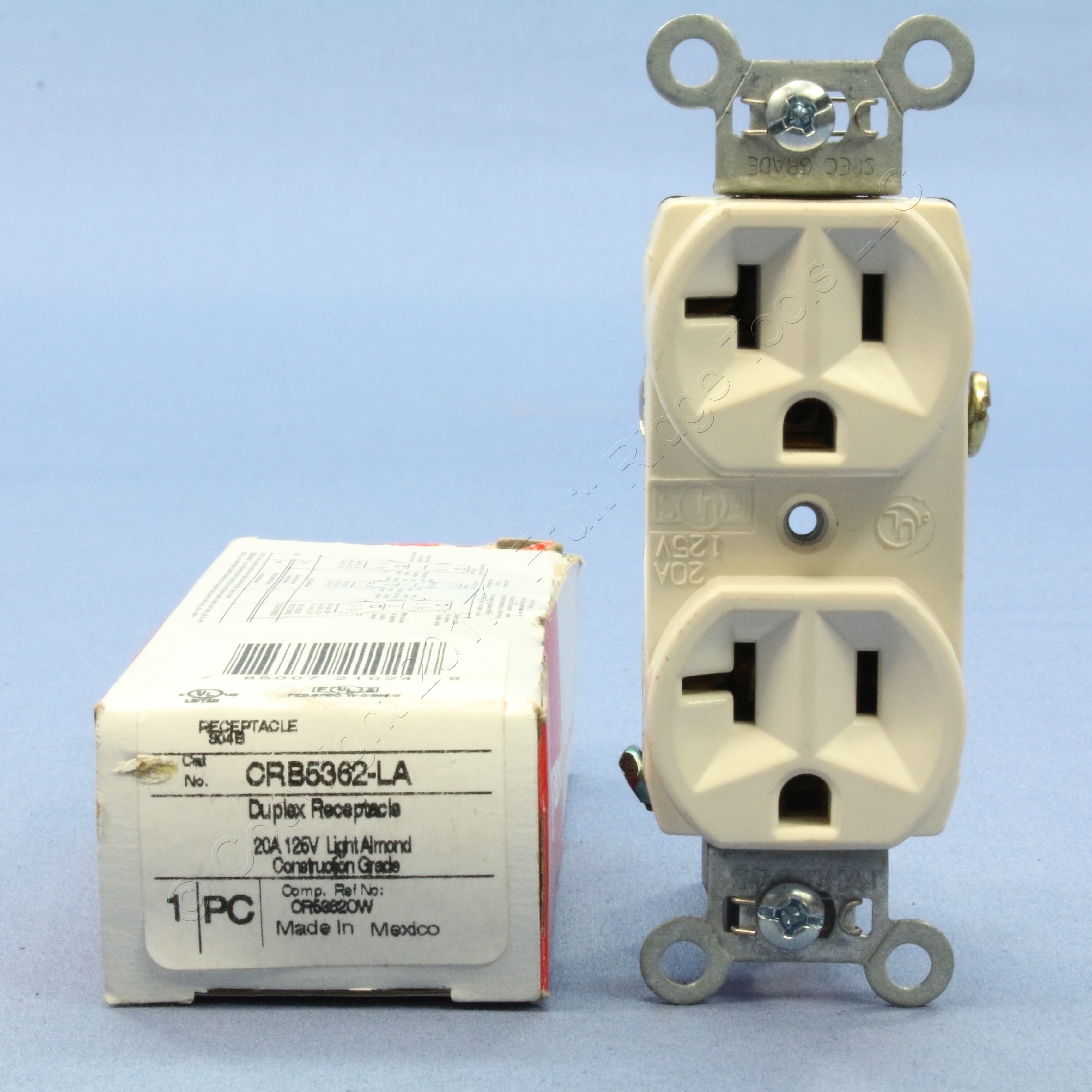 P&S Lt Almond Construction Duplex Outlet Receptacle 5-20R 20A 125V ...