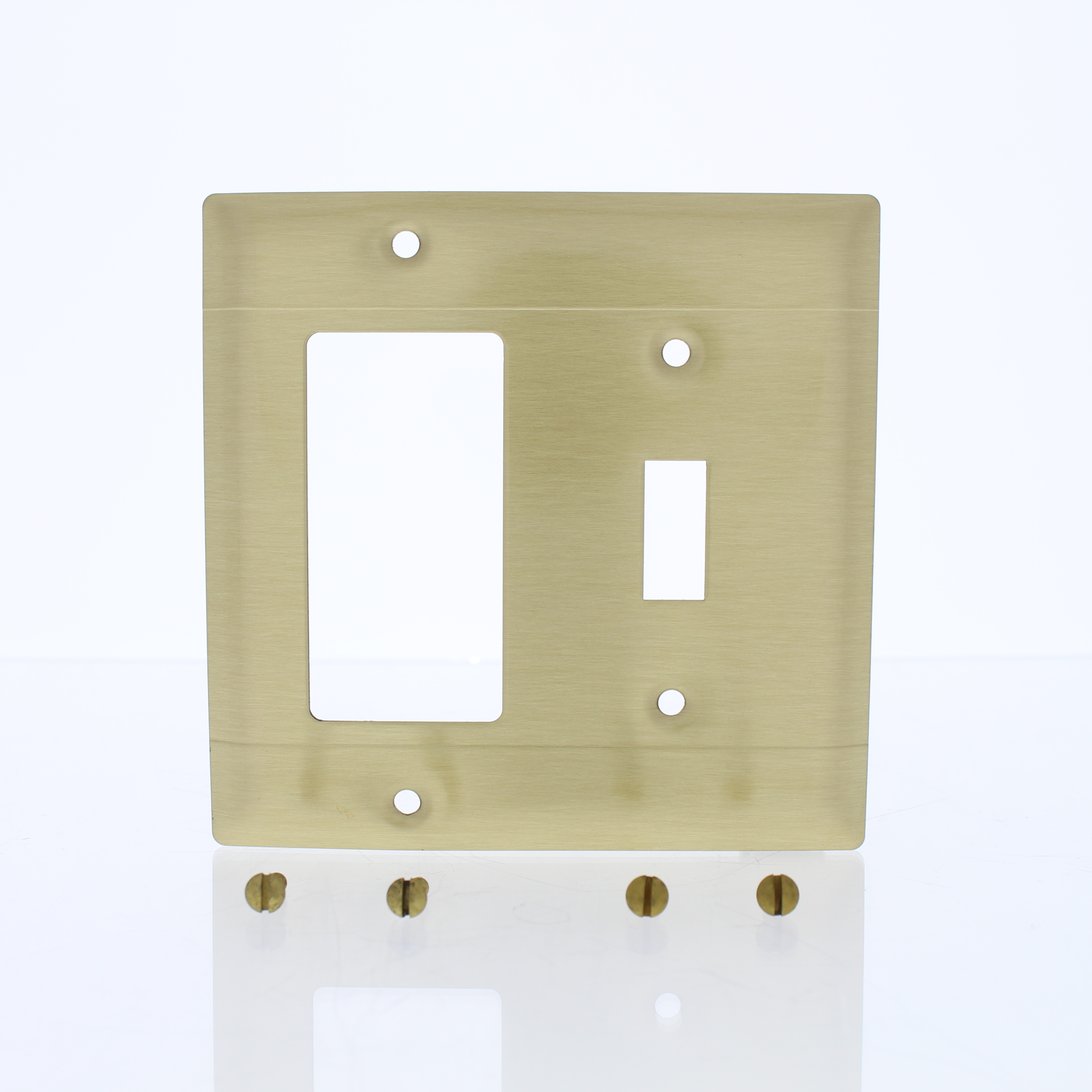 P&S 2Gang Toggle Switch Cover Brushed Solid Brass GFCI Decorator LINED