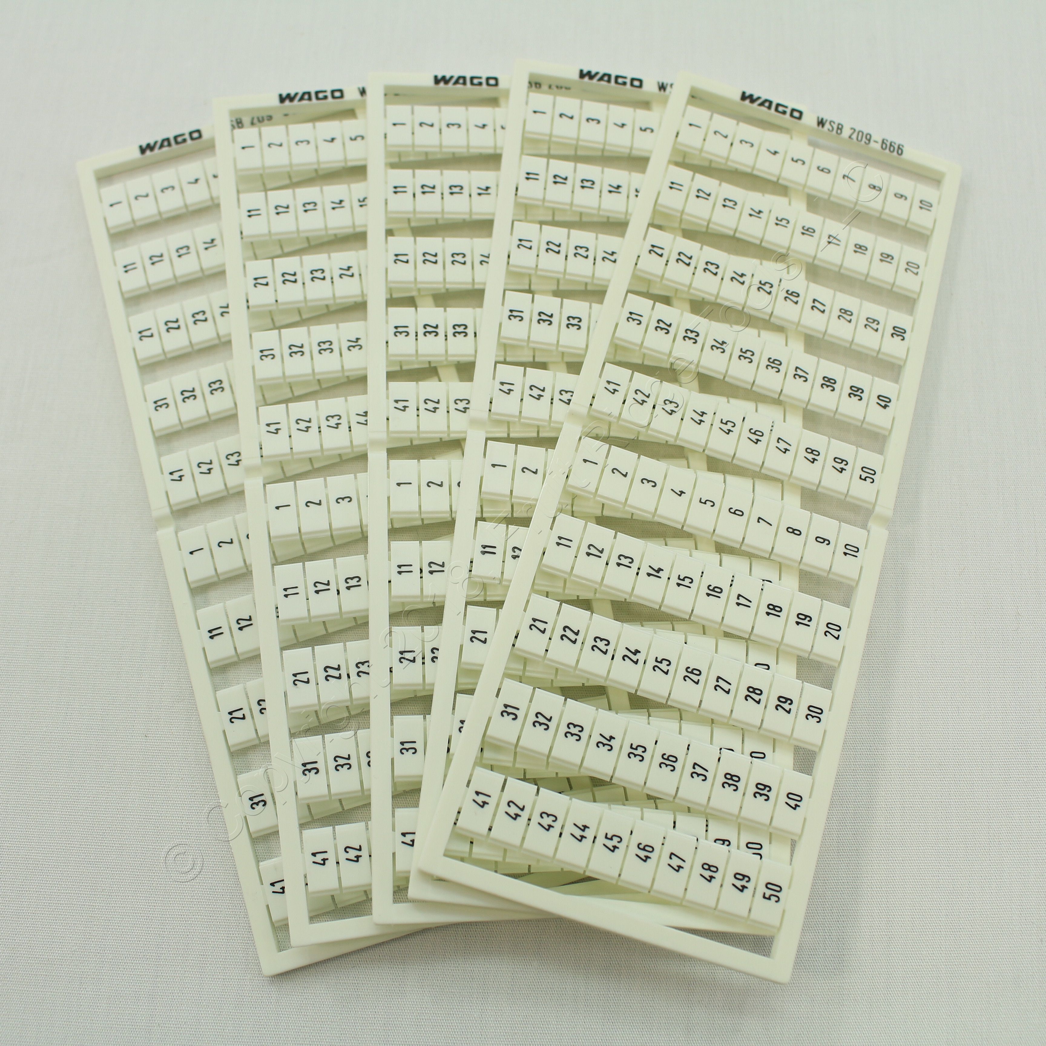 5 Wago White Colored Terminal Block Marker Cards 1to50 Vertical WSB