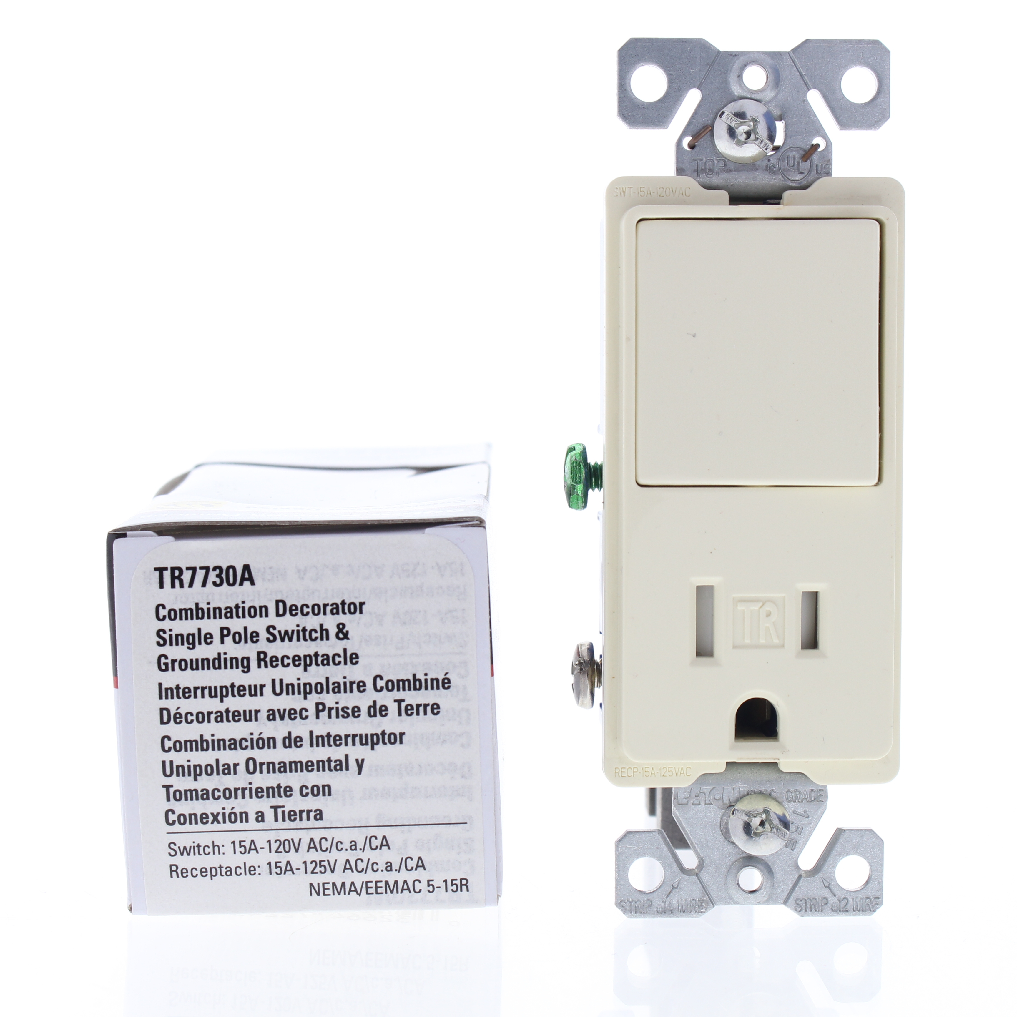 TOPGREENER 15A Decorator Outlet 15-Amp 120-volt Tamper Resistant Residential Commercial Decorator Outlet With Wall Plate White 10 Pack