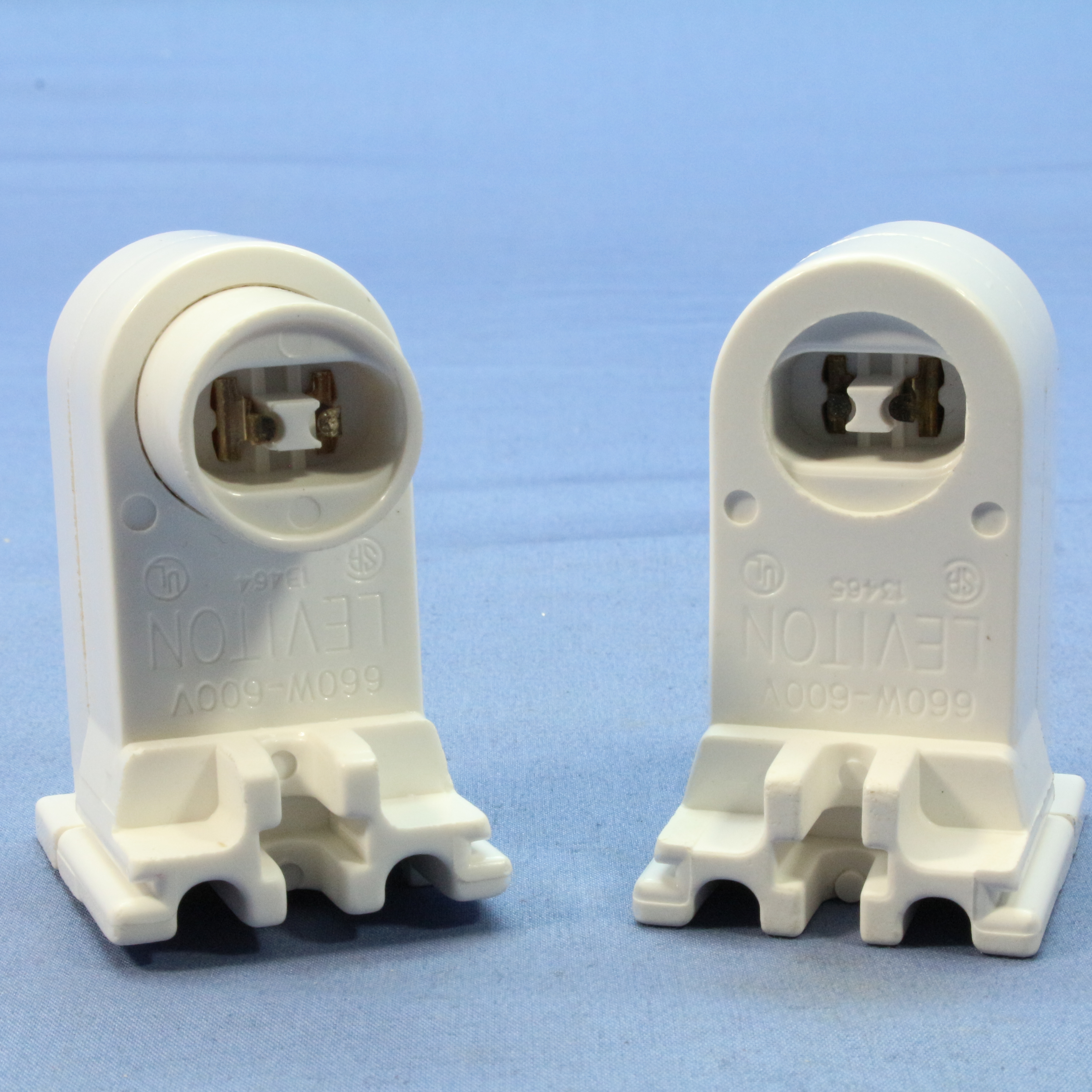 PAIR Leviton HO T8 T12 Fluorescent Lampholder Plunger & Fixed Ends 13464 13465