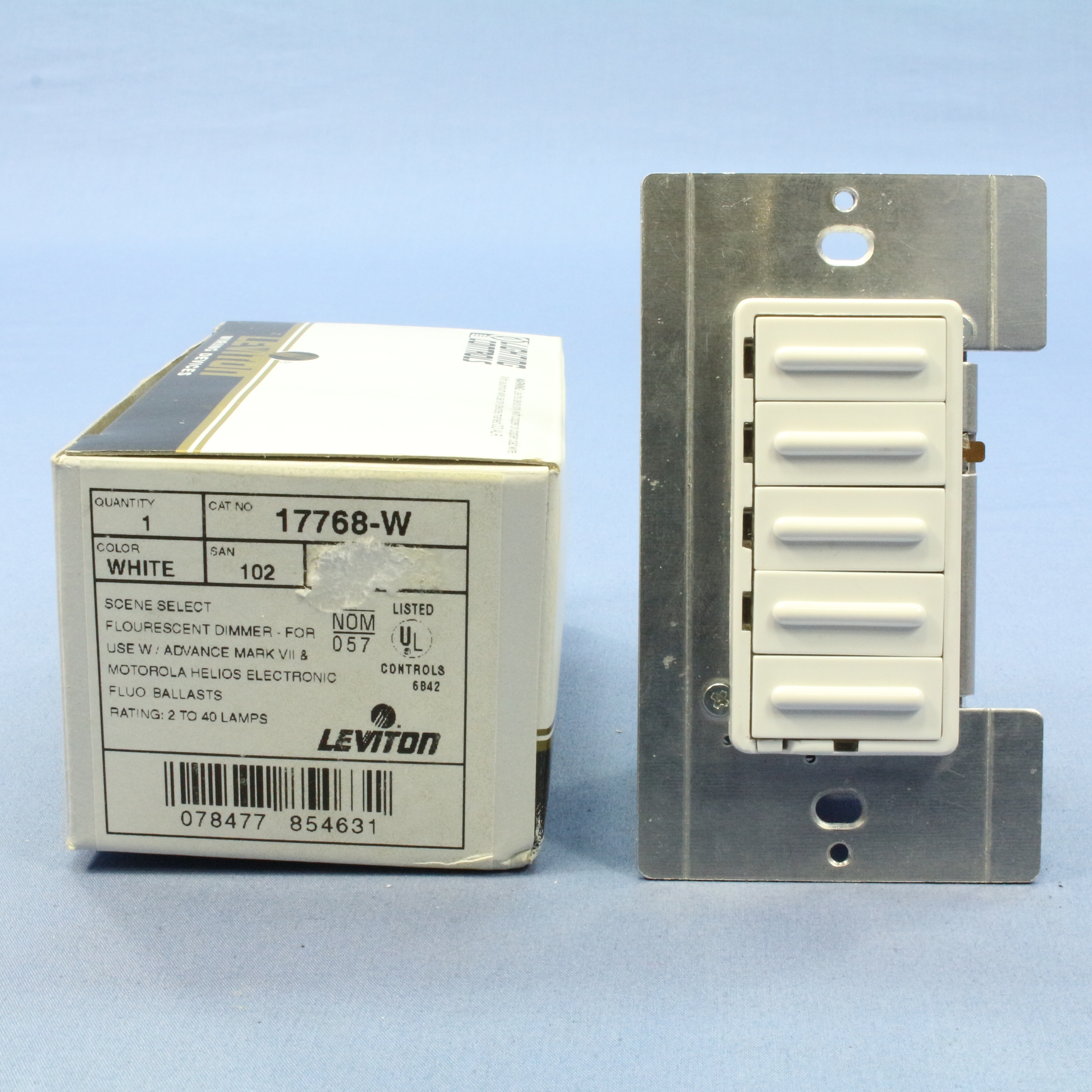 Leviton ON/OFF Preset White 4-Scene Dimmer Switch MicroDim Fluorescent 17768-W