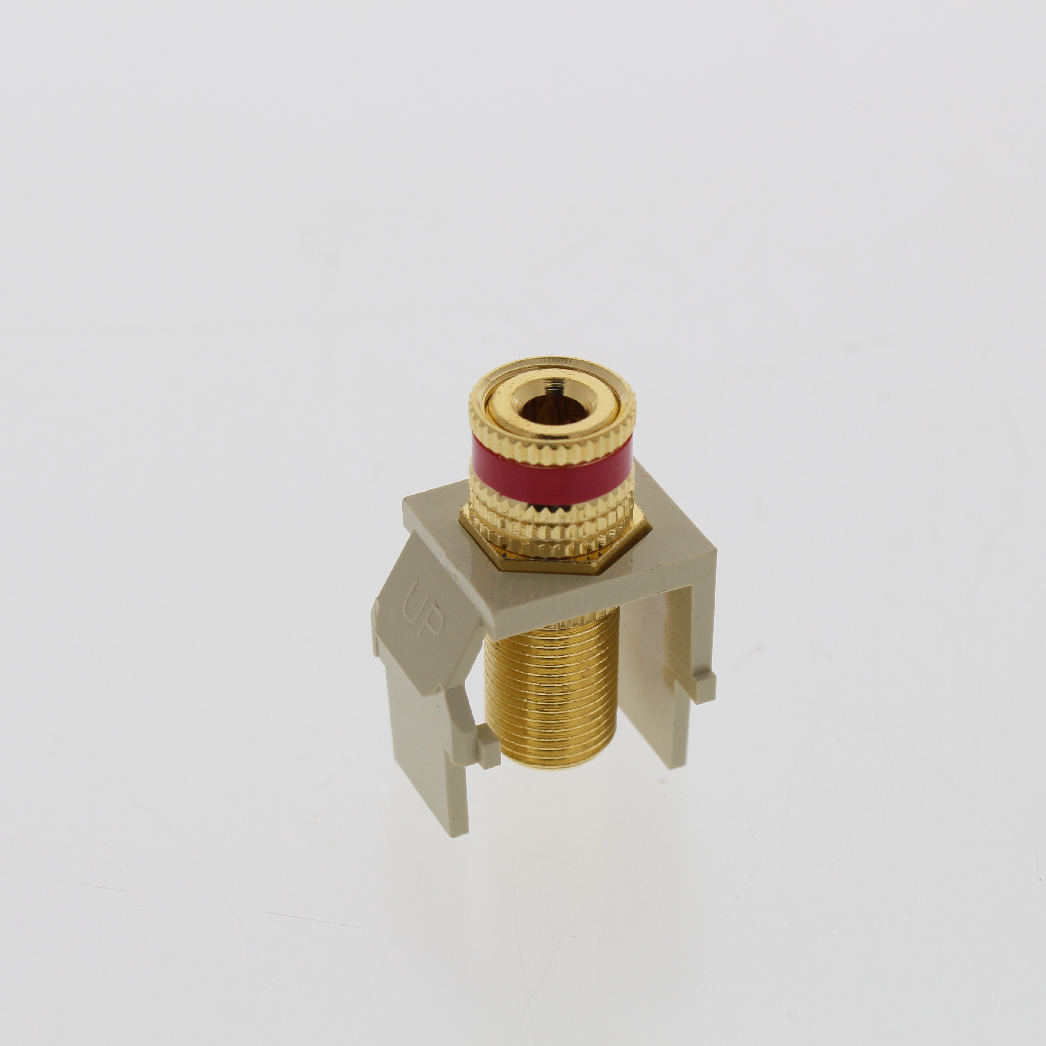 Leviton Ivory Quickport Stereo Speaker Binding Post Jack Red Stripe 40833-BIR