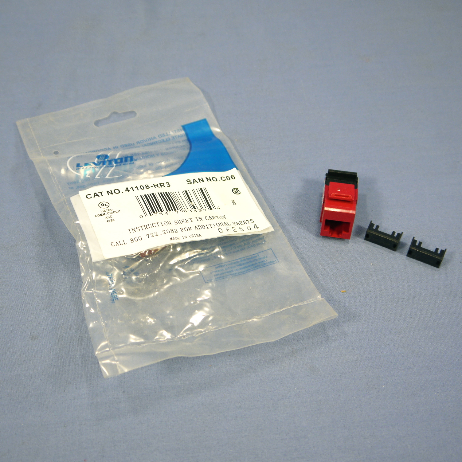 Leviton Red Cat 3 Data Phone Quickport Jack Cat3 RJ45 Telephone 41108-RR3