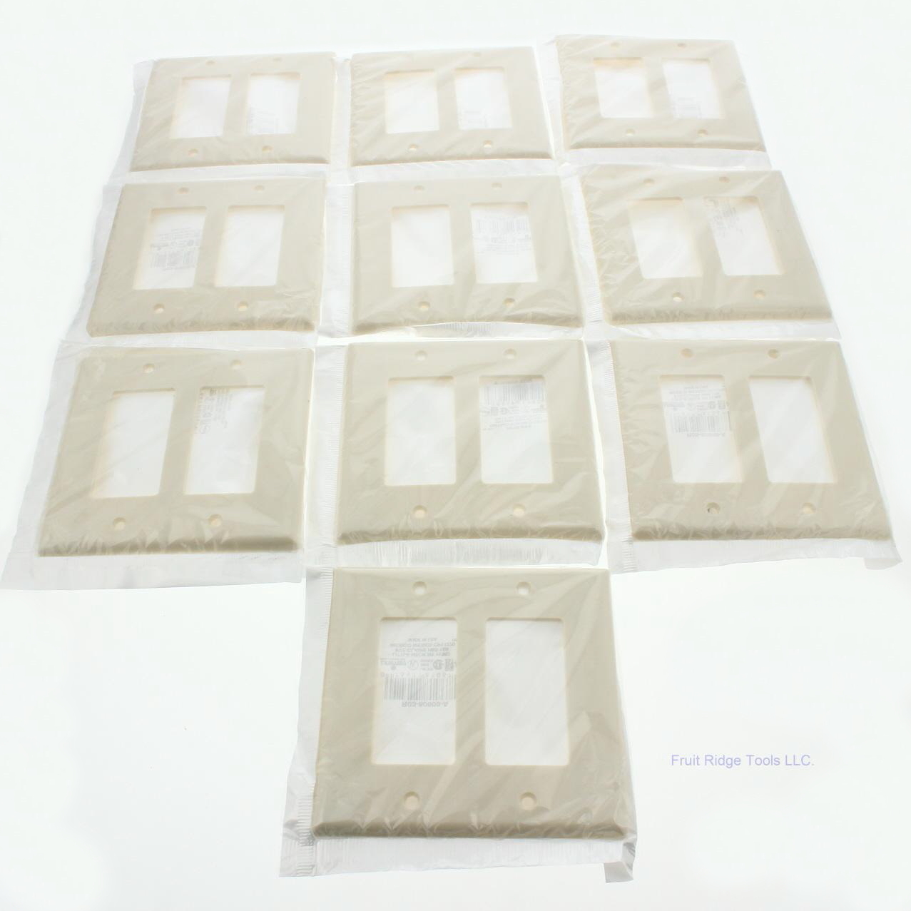 Leviton 80609-A Almond Midway 2-Gang Decora GFCI Thermoset Wallplate Cover 10pcs