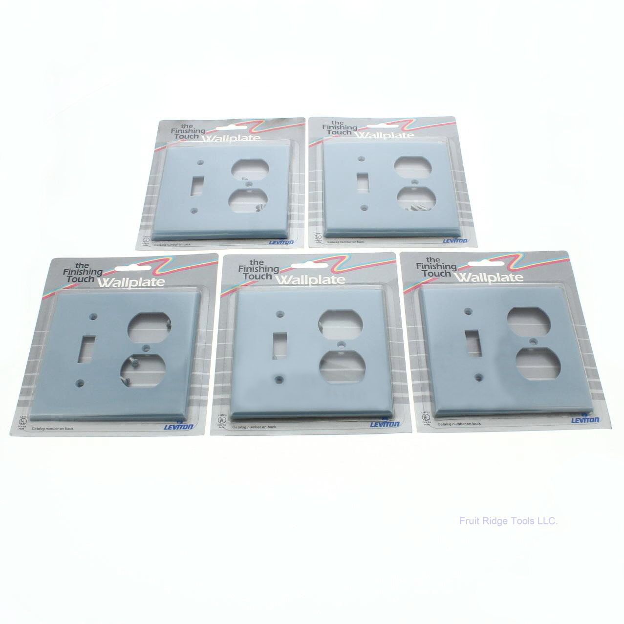 Leviton 80705-BU Blue 2-Gang Toggle Duplex Outlet Unbreakable Wallplates 5pcs