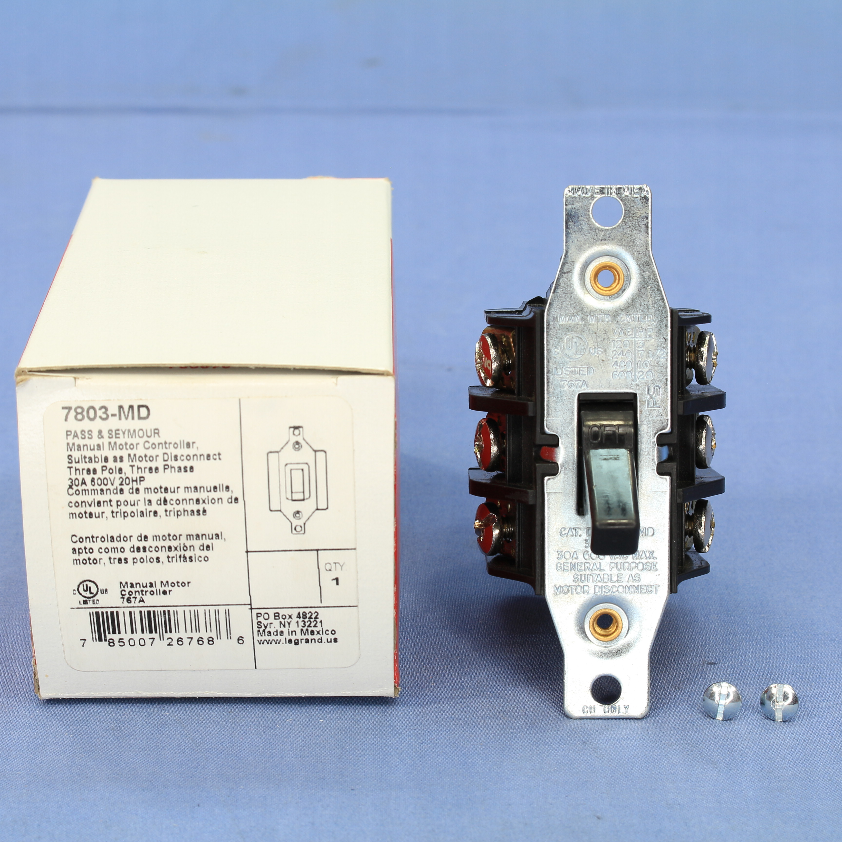 P&S 7803-MD Manual Motor Control 30A Switch Three Pole Three Phase 600V ...