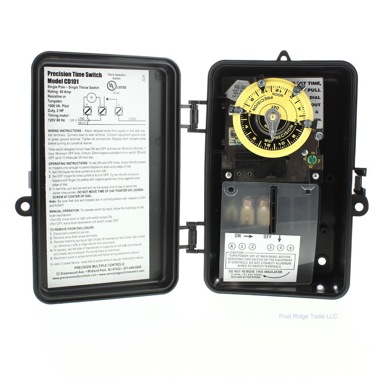 Precision CD101 Mechanical Timer 24-Hour Time Switch Single Pole Single Throw