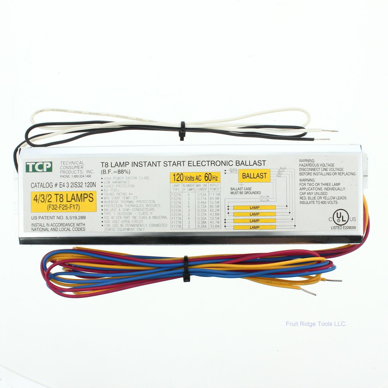 Technical Consumer Products E32IS32120N T8 Lamp Instant Start Electronic Ballast